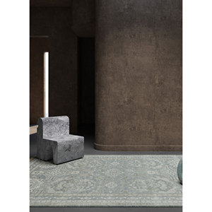Alfombra Grande de Lana Anudada a Mano en Gris Tomillo y Negro, con Medallón Abstracto Rectangular para Decoración de Sala de Estar - LCA-611 - Product Image 5