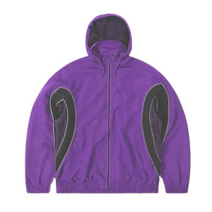 Custom Reflective Logo Polyester Acid Wash Printed Windproof Sweat Pant Outdoor Windbreaker Tracksuits <b>Men</b> Zipup Jacket Joggers - Product Image 2