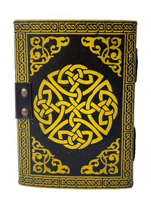 Conception de visage de loup jaune imprimé Journal en cuir véritable Antique Book Of Shadow Notebook Carnet de croquis Journal vierge avec laiton C-Lock - Product Image 3