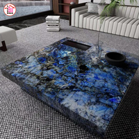 Bookmatched Luxueux Décoration Intérieure Pierre Bleue Naturelle Bleu Labradorite Bleu Granit Pour Mur Carreaux de Sol table bleu jade