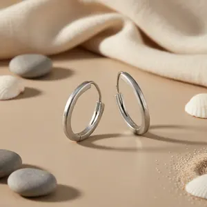 18K Gold Plated 925 <b>Sterling</b> <b>Silver</b> <b>Hoop</b> <b>Earrings</b> for Women Classic Geometric Design with Zircon for Daily Wear Wedding Party - Product Image 1