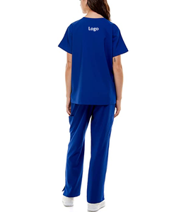 Ensemble d'uniforme médical pour femmes, pantalon d'allaitement léger et extensible à 4 voies, 8 poches, col en v, cordon de serrage, taille élastique - Product Image 3