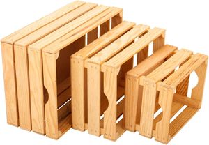 Rustic Wood <b>Crates</b> for Vintage Decorative Display Nesting <b>Crate</b> Set for Storage and Farmhouse Style Decor Wooden <b>Boxes</b> - Product Image 2
