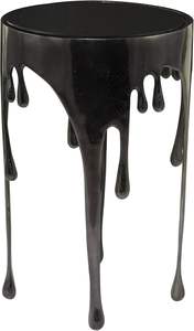 Mesa Auxiliar de Aluminio Estilo Art Deco para Bodas con Cubierta de Vidrio con Diseño de Goteo, 16" X 16" X 25", Dorada - Product Image 2