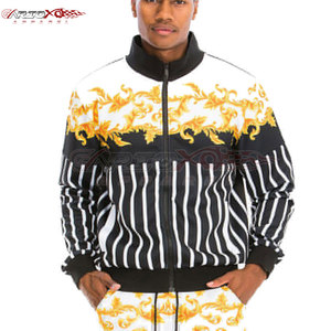 Survêtement d'hiver pour homme avec veste à cordon de serrage et pantalon assorti, look streetwear élégant, personnalisable, 100% polyester respirant - Product Image 4