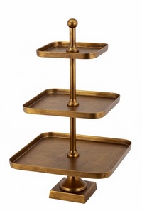 Antique Metal Tiered Cake Stand Wholesale Cupcake Holder Wedding Party Dessert Display Tower Luxury Pastry <b>Server</b> Hotel <b>Buffet</b> - Product Image 2