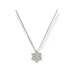 925 STERLING SILVER NECKLACE CUBIC-ZIRCONIA 40CM + 5CM EXTENDER SILVER (RHODIUM) YELLOW GOLD PLATED ROSE GOLD PLATED MAGEN DAVID