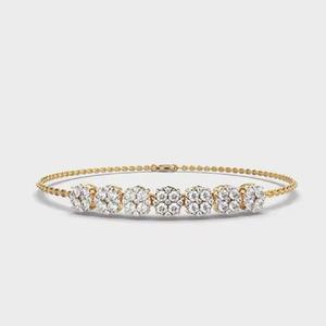 Brazalete de Diamantes Naturales Redondos en Oro Amarillo para Mujer, Brazalete de Diamantes Cultivados en Laboratorio Moissanite, Joyería Fina - Product Image 1