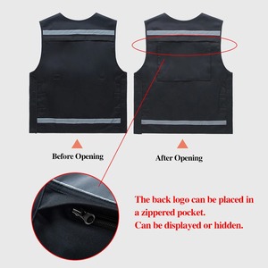Chaleco de Seguridad Negro de Alta Visibilidad con Logotipo Personalizado, Múltiples Bolsillos, Chaqueta Reflectante para Rescate al Aire Libre, Ropa de Trabajo para Hombre - Product Image 4