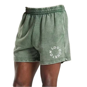 Shorts pour hommes en toile de coton 100% délavée, style urbain, légers et respirants, avec impression de logo personnalisée disponible - Product Image 5