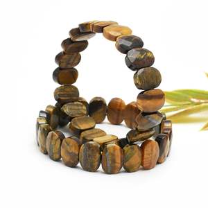 Natural Stone Tiger's Eye Unisex <b>Beaded</b> <b>Bracelet</b> with Garnet Pearl and Agate Classic Religious Charm for Gift - Product Image 2