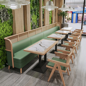 Nuevo diseño, Banco de comedor largo, sofá, asiento de Banco de cuero de ratán de madera para restaurante y cafetería - Product Image 3