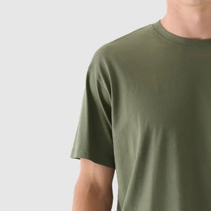 Camiseta de algodón 100% de alta calidad, camiseta transpirable de cuello redondo Lisa bordada con estampado de gran tamaño para hombre, camisetas personalizadas con cuello redondo - Product Image 2