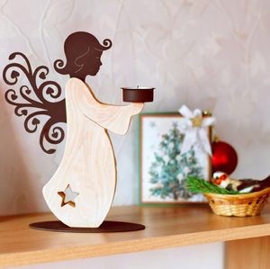 2 bougeoirs à bougie chauffe-plat en bois uniques lorsqu'ils sont placés ensemble forment une découpe d'arbre de Noël, décorations pour la maison pour Noël - Product Image 3