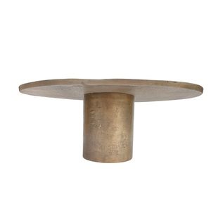 Mesa de centro de Metal de venta de tendencia, mesa central de baja altura con acabado ovalado de latón antiguo para sala de estar, dormitorio, comedor - Product Image 2