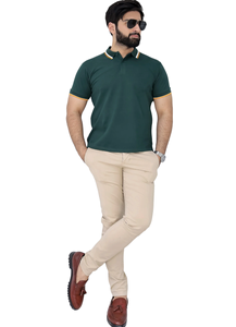 Men <b>Classic</b> Fit Short Sleeve Polo Shirt Casual Breathable Cotton Blend Polo Tee with Contrast Trim Collar Summer Wear - Product Image 3