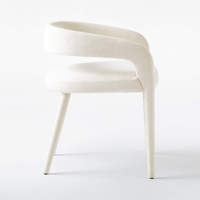 Fauteuil de salle à manger Lisette blanc de luxe moderne, revêtement en lin rafraîchissant, pieds en bois, design contemporain, mobilier de salle à manger pour la maison