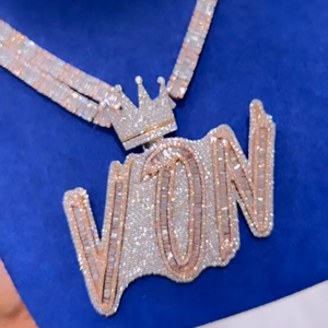 Colgantes y abalorios de joyería fina Unisex, colgante de joyería de rapero con diamantes personalizados de Plata de Ley 925 blanca - Product Image 4