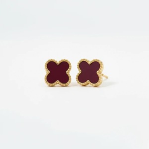 Aretes de Trébol de la Suerte al por Mayor, Oro Sólido de 14k con Ágata Roja, Proveedor de Aretes de Trébol de la Suerte para Boutiques - Product Image 2