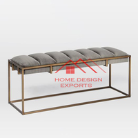 Mobilier de maison de luxe Offre Spéciale d'intérieur tissu rembourré hôtel coussin doux banc moderne avec pieds en acier inoxydable doré