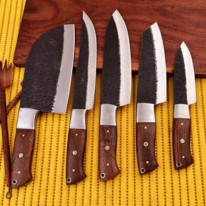 ชุดมีดเชฟเหล็กกล้าคาร์บอนสูงคุณภาพสูงขายส่ง พร้อมมีดสำหรับต่อสู้และตั้งแคมป์ ด้ามไม้ รับผลิตตามแบบ OEM เป็นมิตรกับสิ่งแวดล้อม - Product Image 3