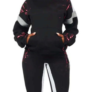 Nueva moda de alta calidad Color sólido mujer chaqueta sudaderas con capucha pantalones casuales traje Chaqueta de manga larga con capucha conjunto de dos piezas chándal - Product Image 6