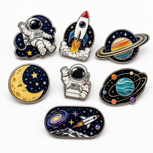 Pins en émail personnalisés sur le thème de l'espace, badges de revers mignons avec des motifs de planètes, de lunes et de fusées, pour sacs à dos, cadeaux et souvenirs - Product Image 3