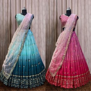 <b>Top</b> Selling Attractive two shaded Stylish Lehenga Choli For Indian Pakistani Womens In Wedding , Parties and <b>Festival</b> occasion - Product Image 6
