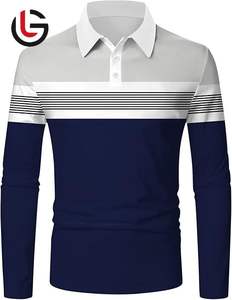 เสื้อโปโลแขนยาวสำหรับผู้ชาย, เสื้อกีฬาผ้าฝ้าย100% สำหรับกอล์ฟเสื้อถักนิตติ้ง180กรัม - Product Image 3