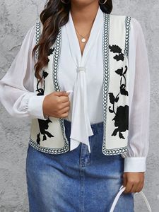 Vintage Floral brodé taille ouverte manteau dames Style National gilet veste tenues décontracté vacances haut court - Product Image 6