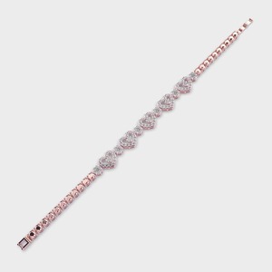 IGI Certified Lab Grown Diamond Heart Link Bracelet in 14K Yellow / White & Rose Gold Round Cut Designer Bracelet - Product Image 3