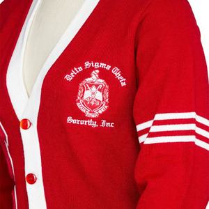 Cárdigan Universitario Rojo y Blanco de Alta Calidad, Cárdigan Personalizado Unisex con Frente Abierto, Suéter Cárdigan Rojo de Chenilla para Escuela - Product Image 2