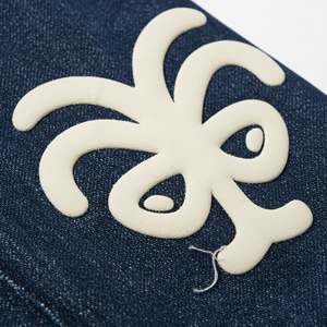 Veste en jean courte personnalisée Y2K pour femmes, impression 3D en relief, panneau en nylon, patchwork, ourlet brut, coupe ample et carrée, streetwear fini - Product Image 5