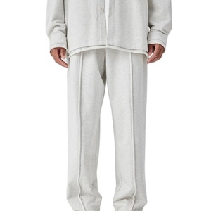 Pantalones de chándal de pierna ancha de rizo francés de mezcla de algodón GSM 380 personalizados al por mayor, pantalones de chándal holgados para hombre - Product Image 2