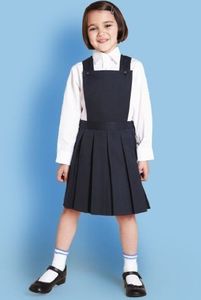 Haute qualité rouge jarretelle robe ensemble primaire filles primaire étudiant bavoir uniformes en gros haute qualité chemise unie enfants - Product Image 3