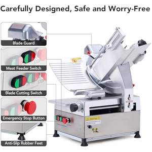 Rebanadora de Carne Automática de 550W, Cuchilla de Acero al Carbono de 12 Pulgadas, Rebanadora Comercial para Delicatessen, Grosor Ajustable de 0 a 16 mm - Product Image 5