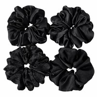 Grand chouchou en satin de soie noir, surdimensionné et épais, couleur unie, avec étiquette personnalisée, multicolore, idéal comme cadeau