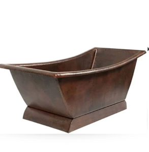 Baignoire en cuivre ovale avec un design lambrissé et rivet détaillant, avec un style autoportant, disponible au prix de gros. - Product Image 6