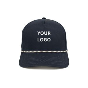 Gorra de Golf de 5 Paneles de Secado Rápido con Diseño OEM, Detalle de Cuerda Personalizado, Logotipo Frontal, Visera Curva Ajustable y Cierre a Presión - Product Image 3