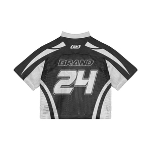 Logo personnalisé Team Building Football Jersey Rétro Vintage Cropped Mesh Top Extérieur Lettre Imprimer Boxy Football T-shirts pour Hommes - Product Image 6