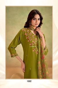 Nouvelle Collection Pure Chanderi 3 pièces pantalon Kurtis Dupatta avec broderie séquence travail vêtements pakistanais ensemble Kurti - Product Image 5