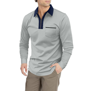 Chemises polo pour hommes personnalisées de haute qualité, t-shirt d'été, couleurs unies, manches longues, vierges, 260 grammes, tricot, polo décontracté - Product Image 3