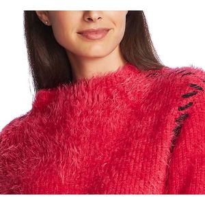 Maglione da Donna Rosa Invernale/Autunnale con Frange a Ciglia, Collo Alto, Stile Casual Y2K, Applicazioni alla Moda, Fiocco Frontale, Traspirante - Product Image 4