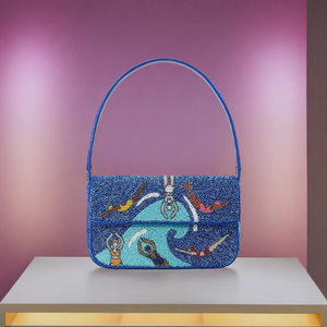 Femmes luxe perlé broderie sac à main fête porter à la mode perles de rocaille et sacs à main en tissu personnalisé fournisseur inde par glowin fashion - Product Image 4