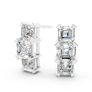 Pendientes de diamantes cultivados en laboratorio corte Asscher personalizados al por mayor, joyería fina chapada en oro blanco, varios tamaños para mujer - Product Image 5