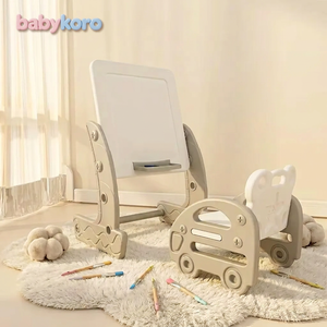 <span class=keywords><strong>Table</strong></span> et chaise d'artiste en plastique pour enfants, tableau blanc et noir réglable, planche à dessin, jouet d'apprentissage intérieur pour tout-petits, certifié CE, vente en gros - Product Image 1