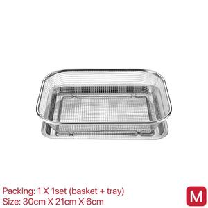 Bandeja de acero inoxidable de alta calidad premium con cesta: esencial para una preparación y organización eficientes de alimentos - Product Image 2