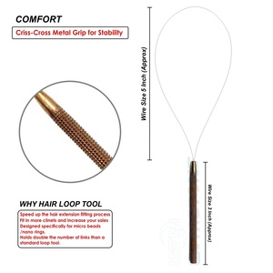 Steel Hair Extension Loop Tool for Micro <b>Beads</b> & Nano Rings Installation –Rose Gold Pulling Loop Needle with Anti-Slip Grip - Product Image 4