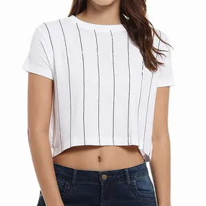 Nuova maglietta corta a manica corta da donna alla moda tinta unita semplice da donna Top corto Casual estivo personalizzato T -Shirt