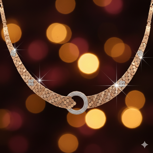 18K <b>Rose</b> <b>Gold</b> Diamond Necklace <b>Set</b> Modern Tassel Scallop Fine <b>Jewelry</b> - Product Image 2